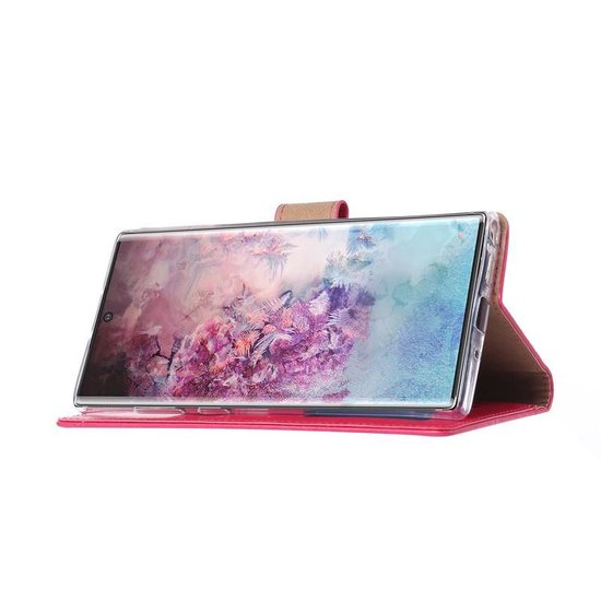 Samsung Galaxy Note 10 Plus Hoesjes – Portemonnee Hoes – Pasjeshouder – 2x Gehard Glas Screenprotector – Roze-Ilumina Benelux