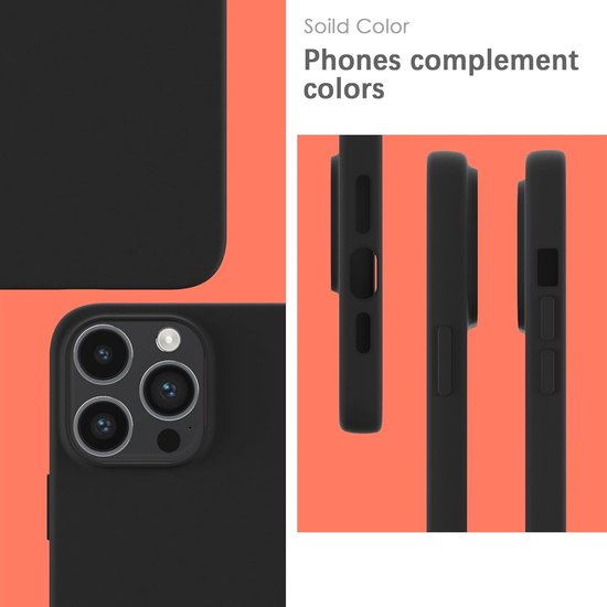 iPhone 15 Pro Hoesjes – Liquid Siliconen Backcover – Inclusief Screenprotector – Schokbestendig – Zwart-Ilumina Benelux