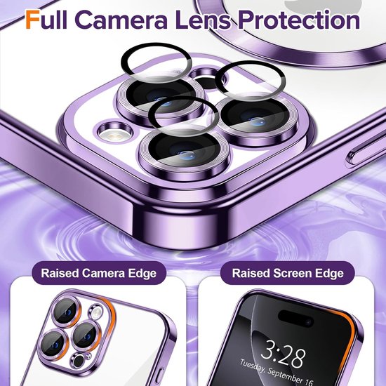 iPhone 17 Hoesjes – Backcover – MagSafe Compatibel – Camera Lens Protector + Screenprotector – Paars-Ilumina Benelux