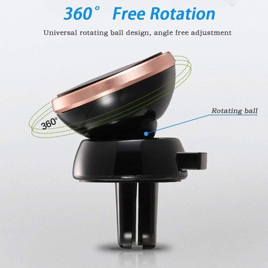Telefoonhouder auto – Magnetisch Ventilatierooster – Sterke Magneet – Universeel Smartphone – Roségoud-Telefoonhouders-Ilumina Benelux