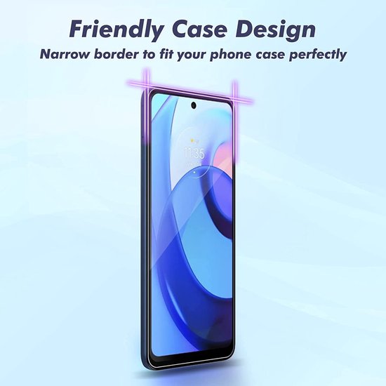 Full Cover Screenprotector - Geschikt voor Motorola Moto E20 / E30 / E40 - 9H Glas (3-Pack)