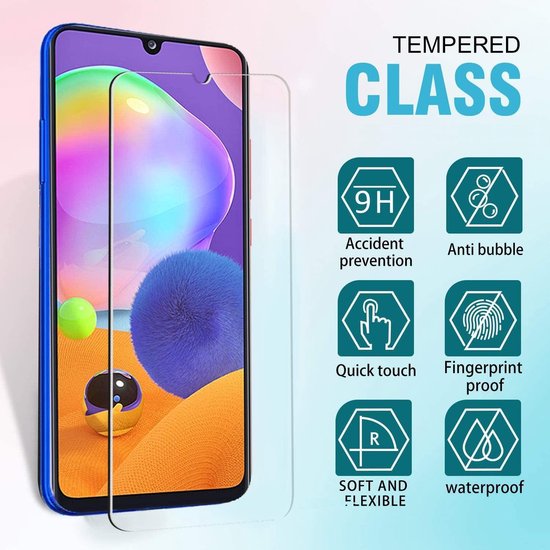 Samsung Galaxy A31 Hoesjes – Siliconen Backcover – Schokbestendig Anti-Shock – 2 Pack Screenprotector Gehard Glas – Transparant-Ilumina Benelux