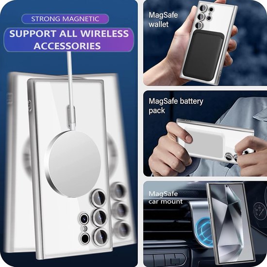 Samsung Galaxy S24 Ultra Hoesjes – Backcover – Camera Lens Bescherming – MagSafe – Zilver-Ilumina Benelux