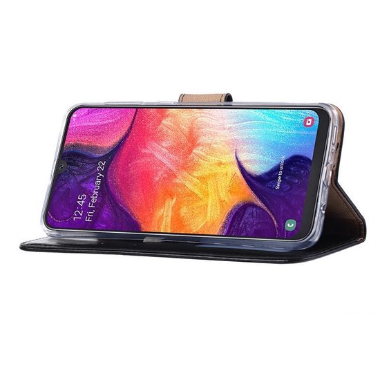 Bookcase hoesje Geschikt voor: Samsung Galaxy A50 / A50s / A30 Portemonnee zwart + 2x Screenprotector