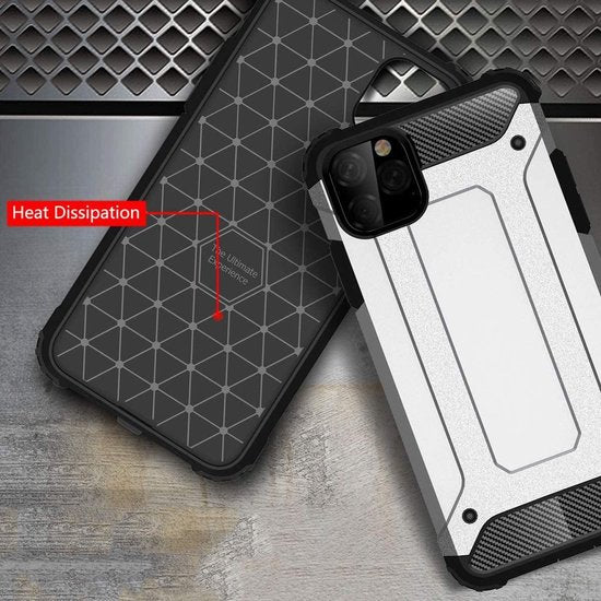 iPhone 12 Hoesjes – Heavy Duty Backcover – Schokbestendig – Incl. 2x Gehard Glas Screenprotector – Zilver-Ilumina Benelux