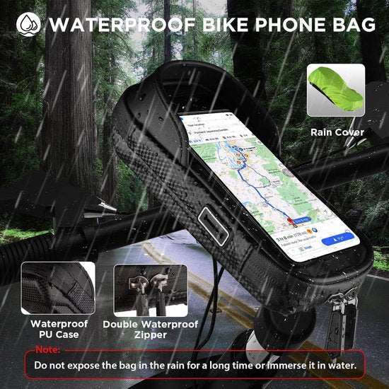 Telefoonhouder fiets – Waterdichte stuurtas met touchscreen – 360° draaibaar – Regenhoes & opbergruimte – Tot 7 inch – Zwart-Ilumina Benelux