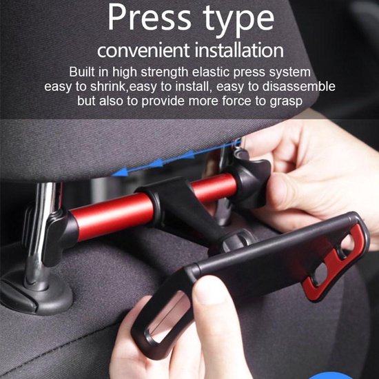Tablethouder auto – Hoofdsteun montage – 360° draaibaar – Universeel voor tablet/telefoon/Switch – Zwart