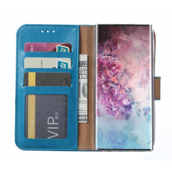 Samsung Galaxy Note 10 Plus Hoesjes – Bookcase Portemonnee Hoes – Pasjeshouder – Magneetsluiting – Turquoise-Ilumina Benelux