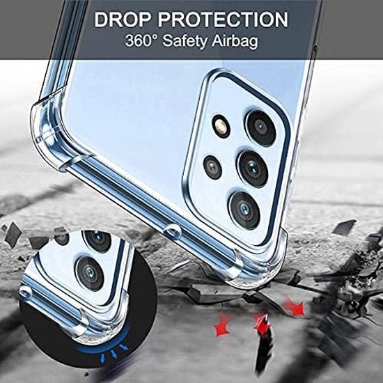 Samsung Galaxy A32 4G Hoesjes – Anti-Shock Siliconen Backcover – 2 Pack Screenprotector Gehard Glas – Transparant-Ilumina Benelux