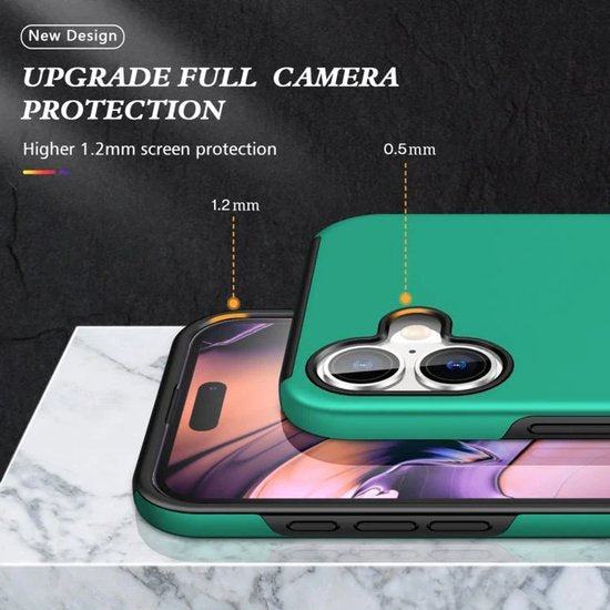 iPhone 16 Plus Hoesjes – Schokbestendige Backcover – Inclusief Gehard Glas Screenprotector – Groen-Ilumina Benelux