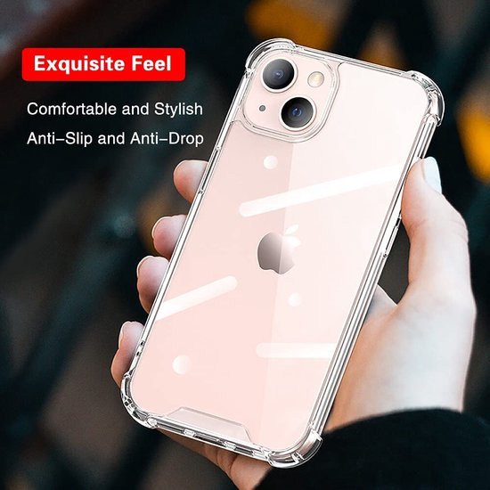 iPhone 13 Hoesjes – Schokbestendige Siliconen Backcover – Inclusief 3 Pack Screenprotector Gehard Glas – Transparant-Ilumina Benelux