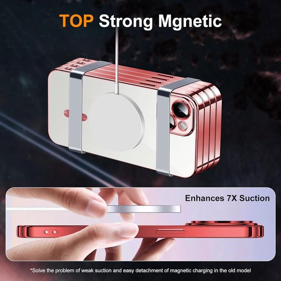 iPhone 13 mini Hoesjes – Magnetische Clear Siliconen Backcover – Camera Lens Protector – MagSafe – Rood-Ilumina Benelux