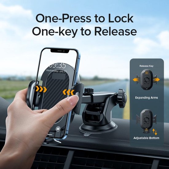Telefoonhouder auto – Zuignap voor voorruit & dashboard – 360° draaibaar – Geschikt voor iPhone 12/13/14 – Zwart-Ilumina Benelux