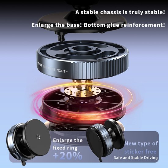 Telefoonhouder auto – Magnetisch vacuüm zuignap – 360° draaibaar & verstelbaar – Handsfree voor dashboard & glad oppervlak – Zwart-Ilumina Benelux