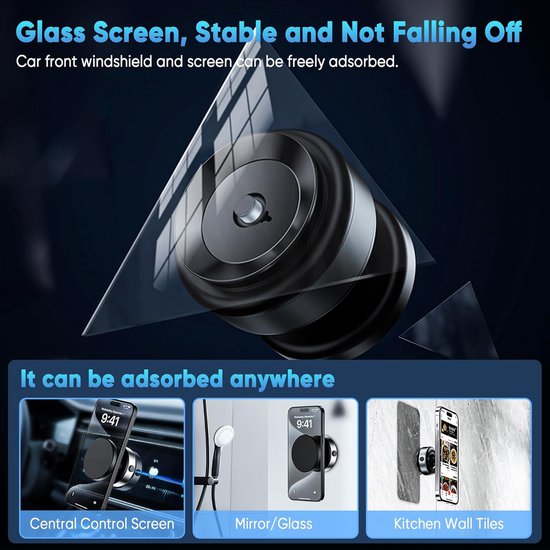 Telefoonhouder auto – Magnetische autohouder – N52 sterke magneet – 360° draaibaar – Geschikt voor iPhone & Android – Zilver-Ilumina Benelux