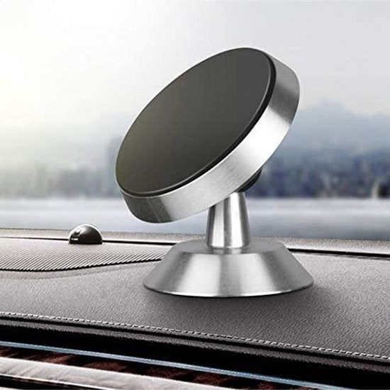 Telefoonhouder auto – Magnetische autohouder rond – 360° draaibaar – Universeel – Zilver-Ilumina Benelux
