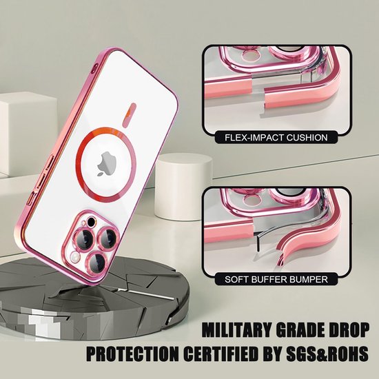 iPhone 14 Hoesjes – MagSafe Compatible Backcover – Ingebouwde Camerabescherming – Roségoud-Ilumina Benelux