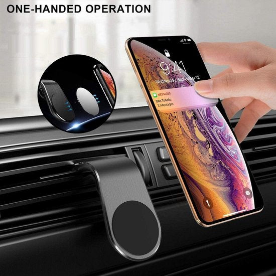 Telefoonhouder auto – Magnetisch Ventilatierooster – Klembevestiging – Inclusief Magneetsticker – Zwart-Telefoonhouders-Ilumina Benelux