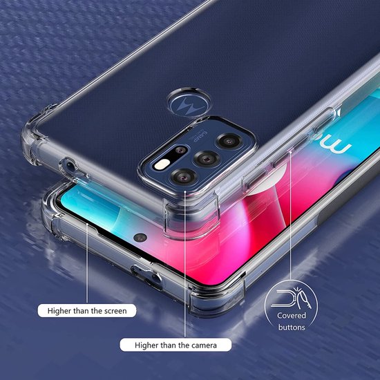 Motorola Moto G60s Hoesjes – Siliconen Backcover – Schokbestendig Anti-Shock – Transparant + 3x Screenprotector-Ilumina Benelux