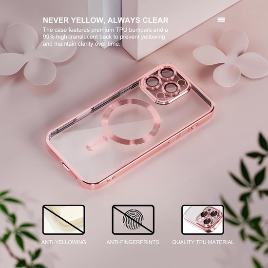 iPhone 14 Pro Max Hoesjes – MagSafe Compatible Backcover – Ingebouwde Camerabescherming – Roségoud-Ilumina Benelux