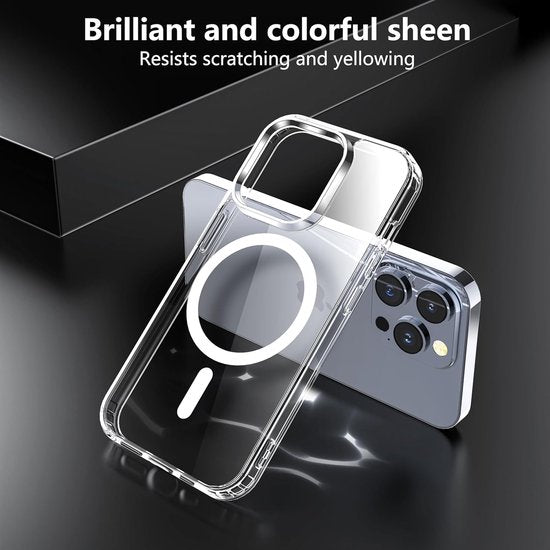 iPhone 15 Pro Hoesjes – Magnetische Transparante Backcover – MagSafe Compatibel – 2x Screenprotector + Camera Lens Protector – Doorzichtig-Ilumina Benelux