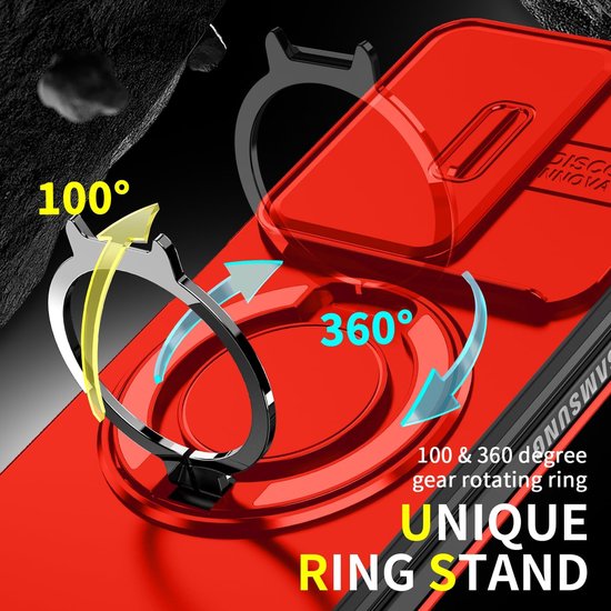 Samsung Galaxy Z Fold 7 Hoesjes – Armor Tough Hybrid Backcover – MagSafe Ringstandaard – Schokbestendig – Rood-Ilumina Benelux
