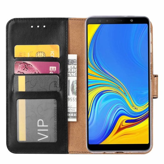 Samsung Galaxy A9 2018 Hoesjes – Portemonnee Hoes – Pasjeshouder – Magneetsluiting – Zwart-Ilumina Benelux