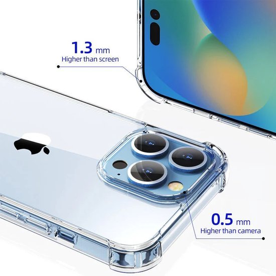iPhone 14 Plus Hoesjes – Militair Transparante Backcover – Schokbestendig – Met Cameralens & 2x Screenprotector-Ilumina Benelux