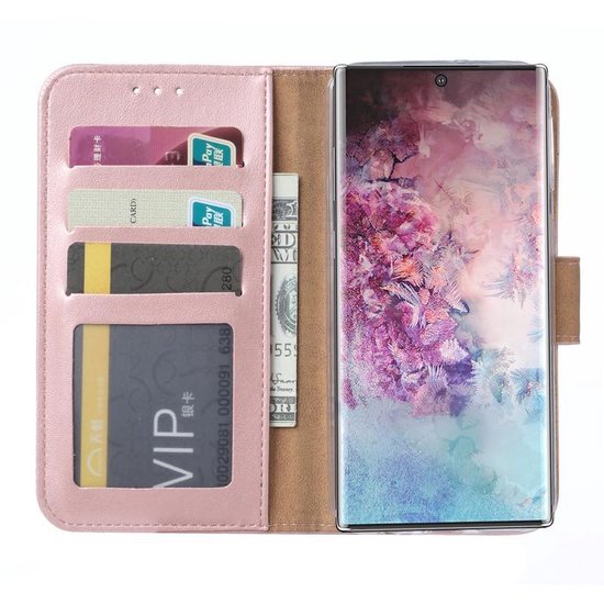 Samsung Galaxy Note 10 Plus Hoesjes – Portemonnee Hoes – Pasjeshouder – 2x Gehard Glas Screenprotector – Roségoud-Ilumina Benelux