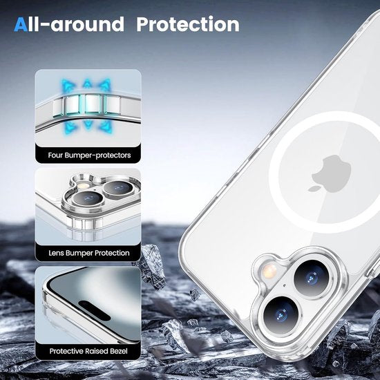 iPhone 16 Plus Hoesjes – Transparante Backcover – Schokbestendig – MagSafe Compatibel-Ilumina Benelux