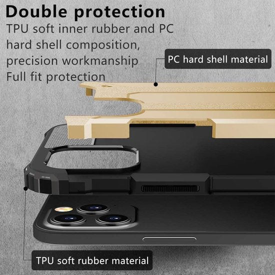 iPhone 12 mini Hoesjes – Hybrid Armor Backcover – Heavy Duty – Schokbestendig – Goud-Ilumina Benelux
