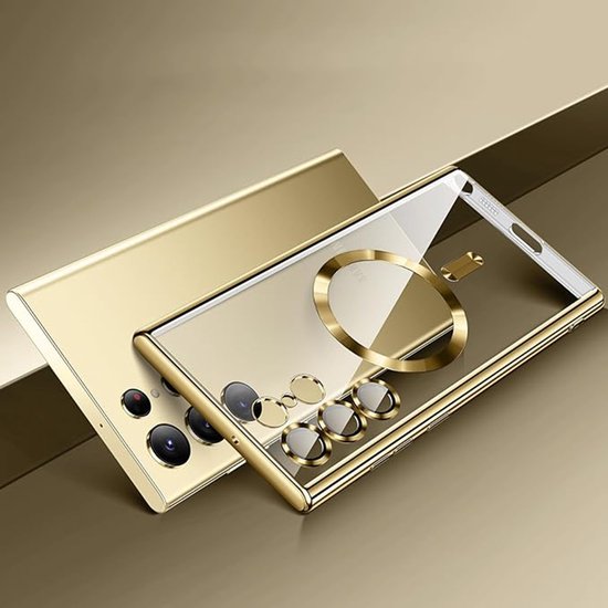 Samsung Galaxy S24 Ultra Hoesjes – Magsafe Compatible Backcover – Camera Lens Protector – Goud-Ilumina Benelux