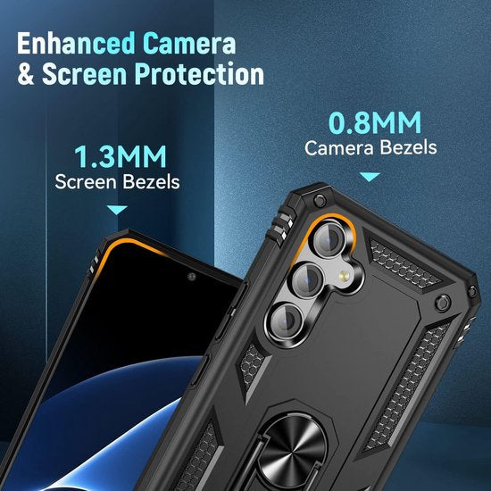 Samsung Galaxy A54 Hoesjes – Anti-Shock Hybride Ring Armor Backcover – Schokbestendig – Zwart-Ilumina Benelux