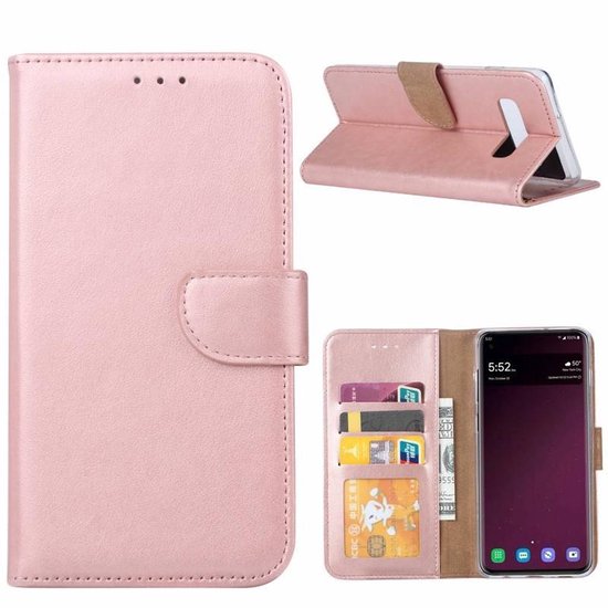Samsung Galaxy S10e Hoesjes – Bookcase Portemonnee – Magneetsluiting – 2x Gehard Glas Screenprotector – Roségoud-Ilumina Benelux