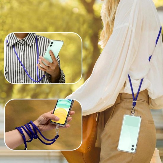 Shockproof Hoesje Geschikt voor Samsung Galaxy A35 Met koord -  zwart - Cover - Nek Hanger - Koord Hoes