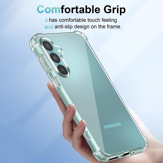 Samsung Galaxy A15 Hoesjes – Militair Schokbestendig – Transparante Backcover – 2x Screenprotector + Camera Lens Protector-Ilumina Benelux