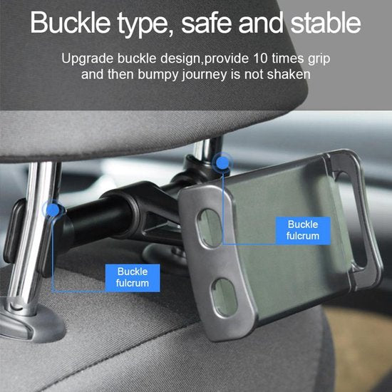 Tablethouder auto – Hoofdsteun montage – 360° draaibaar – Universeel voor tablet/telefoon/Switch – Zwart