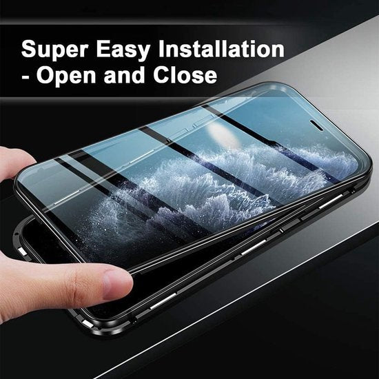 iPhone 7 Plus/8 Plus Hoesjes – Magnetische 360° Cover – Metalen Frame – Gehard Glas Achterkant-Ilumina Benelux