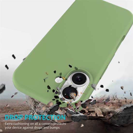 iPhone 17 Hoesjes – Liquid Siliconen Backcover – Soft Touch – Incl. Screenprotector & Camera Lens Protector – Groen-Ilumina Benelux