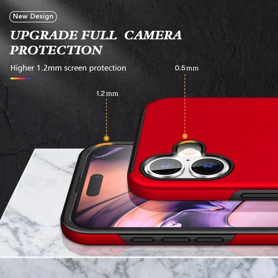 iPhone 16 Plus Hoesjes – Backcover met Vingerring – Magneet – Rood-Ilumina Benelux