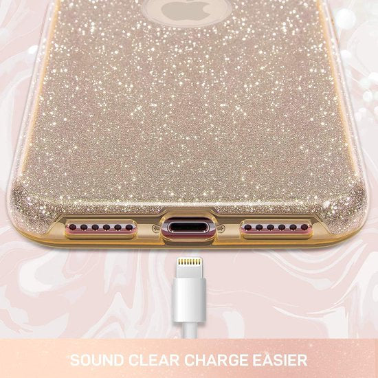 iPhone X / XS Hoesjes – Glitters TPU Siliconen Backcover – BlingBling Cover – Goud-Ilumina Benelux