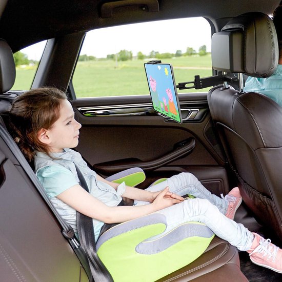 Tablethouder auto – Hoofdsteun montage – Verstelbare arm – Universeel voor iPad & telefoon – Zwart-Ilumina Benelux