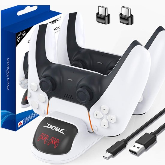 Oplaadstation – Geschikt voor PS5 – DualSense Charging Dock – Laadt 2 Controllers – Inclusief USB-C Kabel – Zwart-Oplaadstation controllers-Ilumina Benelux