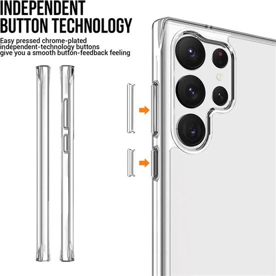 Samsung Galaxy S22 Ultra Hoesjes – Siliconen Backcover – Military Grade Schokbestendig – Crystal Clear Transparant-Ilumina Benelux