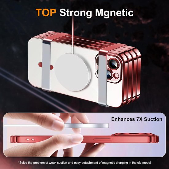 iPhone 15 Pro Hoesjes – Magnetische Clear Siliconen Backcover – Camera Lens Protector – MagSafe – Rood-Ilumina Benelux
