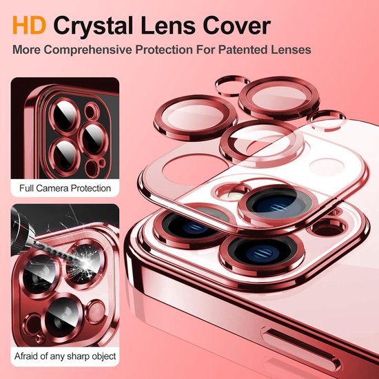iPhone 15 Pro Hoesjes – Magnetische Clear Siliconen Backcover – Camera Lens Protector – MagSafe – Rood-Ilumina Benelux
