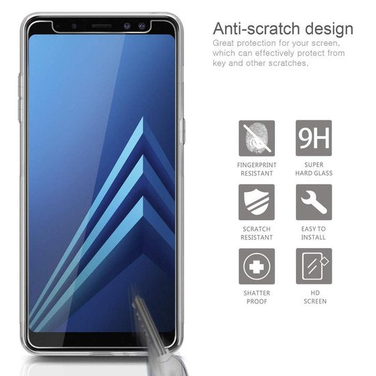 Samsung Galaxy J4 2018 Hoesjes – Transparante TPU Siliconen Backcover – 2x Gehard Glas Screenprotector-Ilumina Benelux
