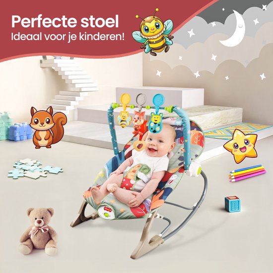 Wipstoel baby – Velox Goods VL-514 – Trillingen & muziek – Verstelbare rugleuning en speelboog – Inklapbaar – Grijs/Beige-Wipstoel-Ilumina Benelux