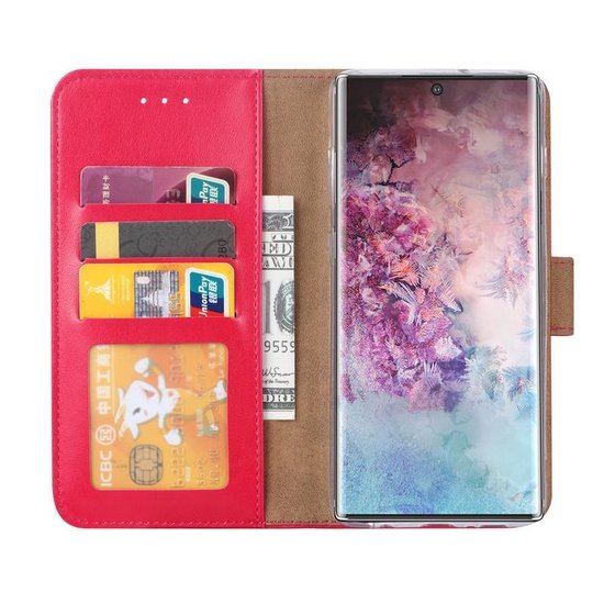 Samsung Galaxy Note 10 Hoesjes – Portemonnee Hoes – Pasjeshouder – 2x Gehard Glas Screenprotector – Roze-Ilumina Benelux