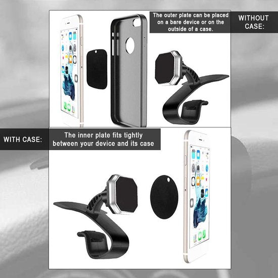 Telefoonhouder auto – Magnetisch Dashboard – Supersterke Magneet – 360° Draaibaar – Geschikt voor alle smartphones – Zwart-Ilumina Benelux
